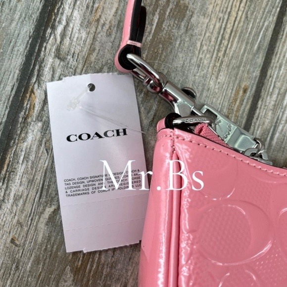 Coach Teri Shoulder Bag In Signature Leather With Heart Charm Purse Pink - Picture 3 of 11